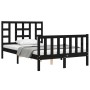 Double bed frame with black solid wood headboard by vidaXL, Beds and slatted bases - Ref: Foro24-3191945, Price: 166,47 €, Di...