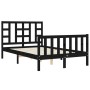 Double bed frame with black solid wood headboard by vidaXL, Beds and slatted bases - Ref: Foro24-3191945, Price: 166,47 €, Di...