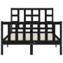 Double bed frame with black solid wood headboard by vidaXL, Beds and slatted bases - Ref: Foro24-3191945, Price: 166,47 €, Di...