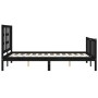 Double bed frame with black solid wood headboard by vidaXL, Beds and slatted bases - Ref: Foro24-3191945, Price: 166,47 €, Di...