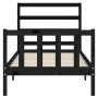 Bed frame with black solid wood headboard 90x190 cm by vidaXL, Beds and slatted bases - Ref: Foro24-3191875, Price: 123,06 €,...