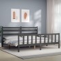 Gray solid wood bed frame with headboard 180x200 cm by vidaXL, Beds and slatted bases - Ref: Foro24-3192053, Price: 166,71 €,...