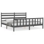 Gray solid wood bed frame with headboard 180x200 cm by vidaXL, Beds and slatted bases - Ref: Foro24-3192053, Price: 166,71 €,...