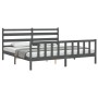 Gray solid wood bed frame with headboard 180x200 cm by vidaXL, Beds and slatted bases - Ref: Foro24-3192053, Price: 166,71 €,...