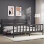 Gray solid wood bed frame with headboard 180x200 cm by vidaXL, Beds and slatted bases - Ref: Foro24-3192053, Price: 166,71 €,...