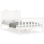 White solid wood bed frame with headboard 120x200 cm by vidaXL, Beds and slatted bases - Ref: Foro24-3192292, Price: 145,27 €...