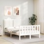 White solid wood bed frame with headboard 120x200 cm by vidaXL, Beds and slatted bases - Ref: Foro24-3192292, Price: 145,27 €...