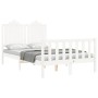 White solid wood bed frame with headboard 120x200 cm by vidaXL, Beds and slatted bases - Ref: Foro24-3192292, Price: 145,27 €...