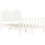 White solid wood bed frame with headboard 120x200 cm by vidaXL, Beds and slatted bases - Ref: Foro24-3192292, Price: 145,27 €...