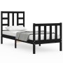 Estructura de cama individual con cabecero madera maciza negro de vidaXL, Camas y somieres - Ref: Foro24-3191935, Precio: 125...