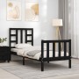 Single bed frame with black solid wood headboard by vidaXL, Beds and slatted bases - Ref: Foro24-3191935, Price: 125,04 €, Di...