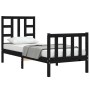 Estructura de cama individual con cabecero madera maciza negro de vidaXL, Camas y somieres - Ref: Foro24-3191935, Precio: 125...