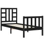 Estructura de cama individual con cabecero madera maciza negro de vidaXL, Camas y somieres - Ref: Foro24-3191935, Precio: 125...