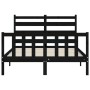 Double bed frame with black solid wood headboard by vidaXL, Beds and slatted bases - Ref: Foro24-3192015, Price: 165,43 €, Di...