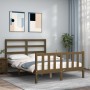 Estructura de cama matrimonio con cabecero madera marrón miel de vidaXL, Camas y somieres - Ref: Foro24-3191879, Precio: 129,...