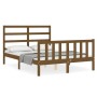 Estructura de cama matrimonio con cabecero madera marrón miel de vidaXL, Camas y somieres - Ref: Foro24-3191879, Precio: 129,...