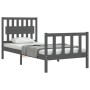 Gray solid wood bed frame with headboard by vidaXL, Beds and slatted bases - Ref: Foro24-3192393, Price: 107,99 €, Discount: %