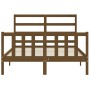 Estructura de cama matrimonio con cabecero madera marrón miel de vidaXL, Camas y somieres - Ref: Foro24-3191879, Precio: 129,...