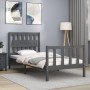 Gray solid wood bed frame with headboard by vidaXL, Beds and slatted bases - Ref: Foro24-3192393, Price: 107,99 €, Discount: %