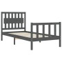 Gray solid wood bed frame with headboard by vidaXL, Beds and slatted bases - Ref: Foro24-3192393, Price: 107,99 €, Discount: %