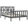 Gray solid wood bed frame with headboard 140x190 cm by vidaXL, Beds and slatted bases - Ref: Foro24-3192473, Price: 144,99 €,...