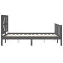 Gray solid wood bed frame with headboard 140x190 cm by vidaXL, Beds and slatted bases - Ref: Foro24-3192473, Price: 144,99 €,...