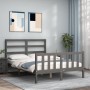 Gray solid wood bed frame with headboard 120x200 cm by vidaXL, Beds and slatted bases - Ref: Foro24-3191903, Price: 137,99 €,...