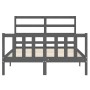 Estructura de cama con cabecero madera maciza gris 120x200 cm de vidaXL, Camas y somieres - Ref: Foro24-3191903, Precio: 137,...