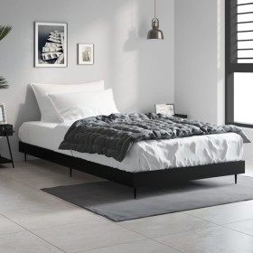 Black engineered wood bed frame 90x190 cm by vidaXL, Beds and slatted bases - Ref: Foro24-832302, Price: 78,99 €, Discount: %