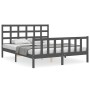 Gray solid wood bed frame with headboard 160x200 cm by vidaXL, Beds and slatted bases - Ref: Foro24-3192113, Price: 154,70 €,...