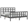 Gray solid wood bed frame with headboard 160x200 cm by vidaXL, Beds and slatted bases - Ref: Foro24-3192113, Price: 154,70 €,...