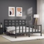 Gray solid wood bed frame with headboard 160x200 cm by vidaXL, Beds and slatted bases - Ref: Foro24-3192113, Price: 154,70 €,...