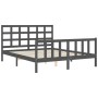 Gray solid wood bed frame with headboard 160x200 cm by vidaXL, Beds and slatted bases - Ref: Foro24-3192113, Price: 154,70 €,...