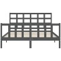 Gray solid wood bed frame with headboard 160x200 cm by vidaXL, Beds and slatted bases - Ref: Foro24-3192113, Price: 154,70 €,...