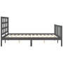 Gray solid wood bed frame with headboard 160x200 cm by vidaXL, Beds and slatted bases - Ref: Foro24-3192113, Price: 154,70 €,...