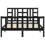 Bed frame with black solid wood headboard 140x190 cm by vidaXL, Beds and slatted bases - Ref: Foro24-3191955, Price: 169,68 €...