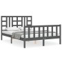 Estructura de cama con cabecero madera maciza gris 140x200 cm de vidaXL, Camas y somieres - Ref: Foro24-3191973, Precio: 159,...