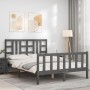 Estructura de cama con cabecero madera maciza gris 140x200 cm de vidaXL, Camas y somieres - Ref: Foro24-3191973, Precio: 159,...