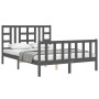 Estructura de cama con cabecero madera maciza gris 140x200 cm de vidaXL, Camas y somieres - Ref: Foro24-3191973, Precio: 159,...