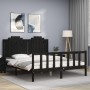 Bed frame with black solid wood headboard 160x200 cm by vidaXL, Beds and slatted bases - Ref: Foro24-3192310, Price: 195,72 €...