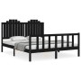 Bed frame with black solid wood headboard 160x200 cm by vidaXL, Beds and slatted bases - Ref: Foro24-3192310, Price: 195,72 €...