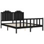 Bed frame with black solid wood headboard 160x200 cm by vidaXL, Beds and slatted bases - Ref: Foro24-3192310, Price: 195,72 €...