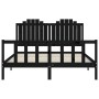 Bed frame with black solid wood headboard 160x200 cm by vidaXL, Beds and slatted bases - Ref: Foro24-3192310, Price: 195,72 €...