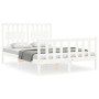 White solid wood bed frame with headboard 120x200 cm by vidaXL, Beds and slatted bases - Ref: Foro24-3192422, Price: 137,21 €...