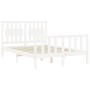 White solid wood bed frame with headboard 120x200 cm by vidaXL, Beds and slatted bases - Ref: Foro24-3192422, Price: 137,21 €...