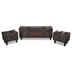 3-teiliges Set brauner Aufbewahrungsbänke von vidaXL, Bänke für Hallen und Lager - Ref: Foro24-240551, Preis: 265,99 €, Rabat...