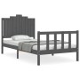 Gray solid wood bed frame with headboard 100x200 cm by vidaXL, Beds and slatted bases - Ref: Foro24-3192288, Price: 127,99 €,...