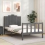 Gray solid wood bed frame with headboard 100x200 cm by vidaXL, Beds and slatted bases - Ref: Foro24-3192288, Price: 127,99 €,...