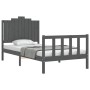 Gray solid wood bed frame with headboard 100x200 cm by vidaXL, Beds and slatted bases - Ref: Foro24-3192288, Price: 127,99 €,...