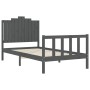 Gray solid wood bed frame with headboard 100x200 cm by vidaXL, Beds and slatted bases - Ref: Foro24-3192288, Price: 127,99 €,...